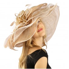 Spectacular Floral Layered Sinamay Derby Floppy Wide Brim Dressy Hat  eb-80068809